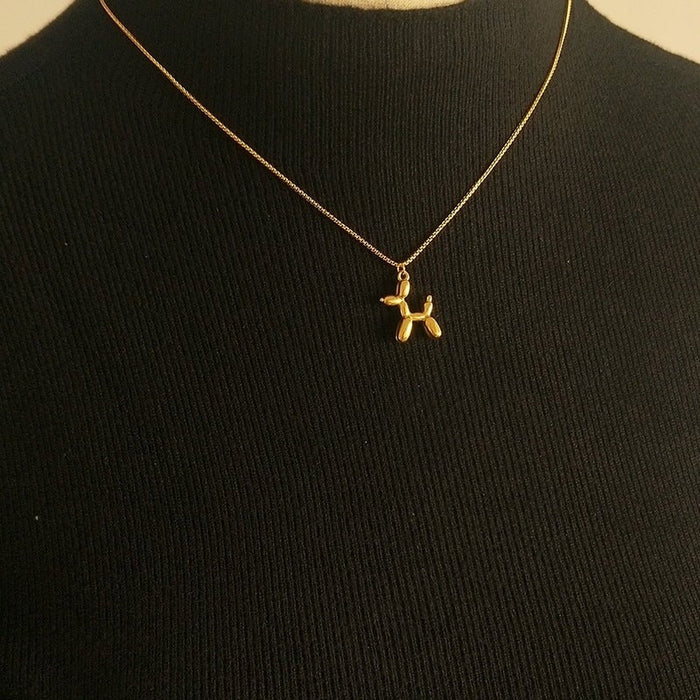 Wholesale Cute balloon air dog clavicle chain puppy necklace titanium steel electroplating 18K gold necklace women Necklaces JoyasDeChina Wholesale Jewelry JoyasDeChina Joyas De China