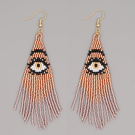 Wholesale Devil's Eye Miyuki Rice Beaded Tassel Earrings JDC-ES-GBH006 Earrings 怪我咯 MI-E200066B Wholesale Jewelry JoyasDeChina Joyas De China