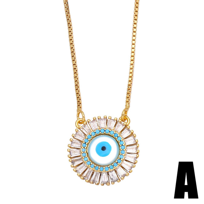 Wholesale Devil's Eye Zircon Copper Plated 18k Gold Necklace JDC-NE-AS426 Necklaces 翱昇 A Wholesale Jewelry JoyasDeChina Joyas De China