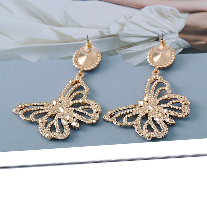 Wholesale diamond butterfly alloy earrings JDC-ES-LIUM041 Earrings 榴芒 Wholesale Jewelry JoyasDeChina Joyas De China