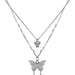Wholesale diamond butterfly double-layer necklace women's geometric necklace simple clavicle chain Necklaces JoyasDeChina Wholesale Jewelry JoyasDeChina Joyas De China