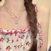 Wholesale diamond butterfly double-layer necklace women's geometric necklace simple clavicle chain Necklaces JoyasDeChina Wholesale Jewelry JoyasDeChina Joyas De China
