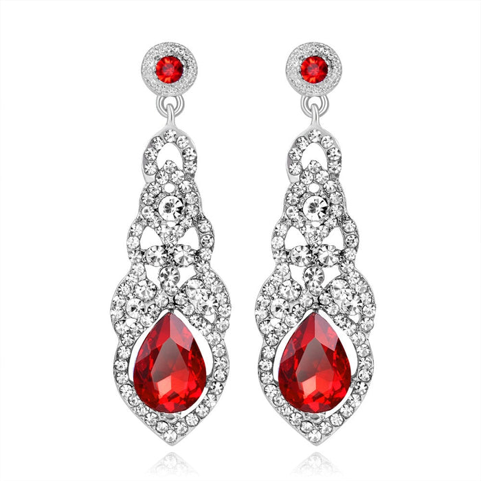 Wholesale diamond-set long alloy earrings JDC-ES-GSDB014 Earrings 丹比华比 Red Wholesale Jewelry JoyasDeChina Joyas De China