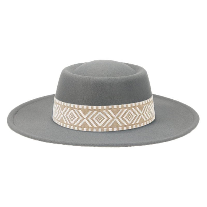 Wholesale Dome Woolen Hat Flat Brim Hat JDC-FH-Guanchuan005 Fashionhat 冠川 gray M(56-58cm) Wholesale Jewelry JoyasDeChina Joyas De China