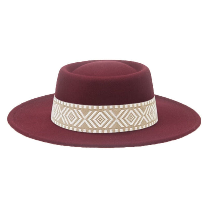 Wholesale Dome Woolen Hat Flat Brim Hat JDC-FH-Guanchuan005 Fashionhat 冠川 wine red M(56-58cm) Wholesale Jewelry JoyasDeChina Joyas De China