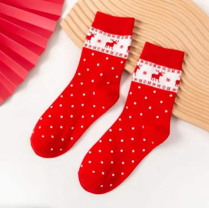 Wholesale Dot Plaid New Year Christmas Tiger Year Cotton Couple Socks JDC-SK-Qihen002 Sock 圻恒 2 Wholesale Jewelry JoyasDeChina Joyas De China