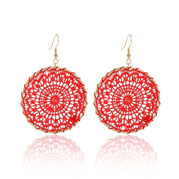 Wholesale Dream Catcher Plating Alloy Round Earrings JDC-ES-Daiq001 Earrings 黛茜 E1346-16Red Wholesale Jewelry JoyasDeChina Joyas De China