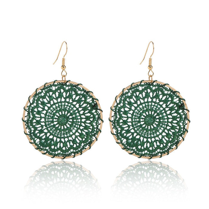 Wholesale Dream Catcher Plating Alloy Round Earrings JDC-ES-Daiq001 Earrings 黛茜 E1346-6 dark green Wholesale Jewelry JoyasDeChina Joyas De China