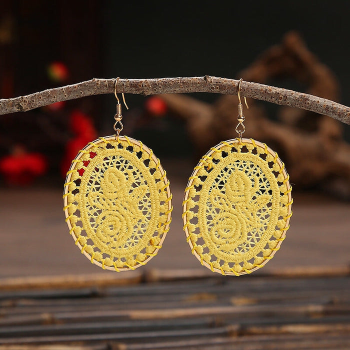 Wholesale Dream Catcher Woven Oval Pattern Alloy Earrings JDC-ES-Daiq004 Earrings 黛茜 Wholesale Jewelry JoyasDeChina Joyas De China