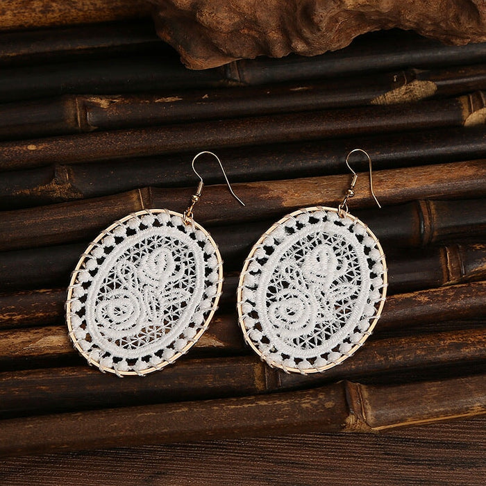 Wholesale Dream Catcher Woven Oval Pattern Alloy Earrings JDC-ES-Daiq004 Earrings 黛茜 Wholesale Jewelry JoyasDeChina Joyas De China