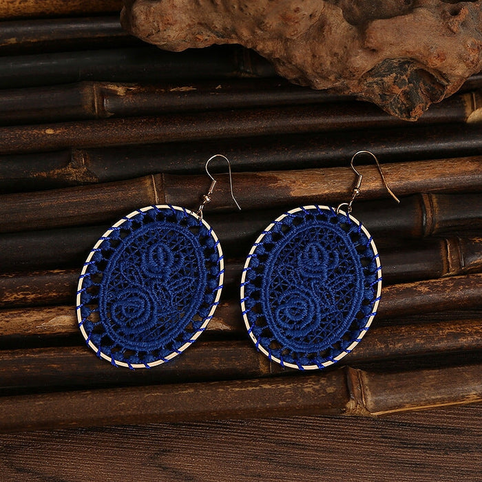 Wholesale Dream Catcher Woven Oval Pattern Alloy Earrings JDC-ES-Daiq004 Earrings 黛茜 Wholesale Jewelry JoyasDeChina Joyas De China