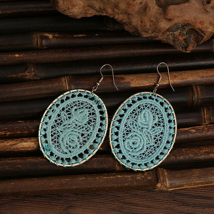 Wholesale Dream Catcher Woven Oval Pattern Alloy Earrings JDC-ES-Daiq004 Earrings 黛茜 Dc1347-9 Moran Wholesale Jewelry JoyasDeChina Joyas De China