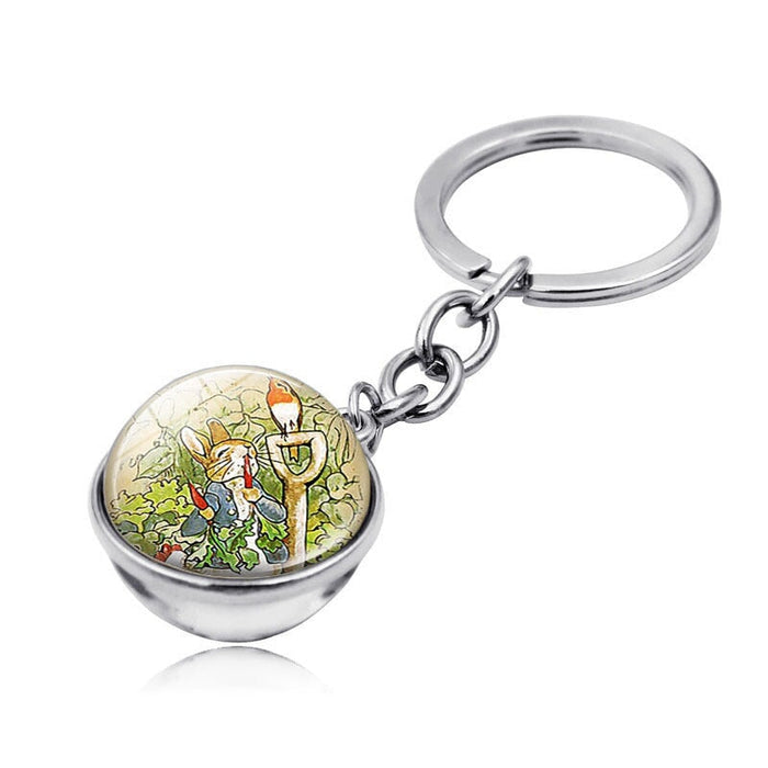 Wholesale Easter Bunny Alloy Silver Plated Glass Gemstone Keychain JDC-KC-XuS001 Keychains 溆水 Wholesale Jewelry JoyasDeChina Joyas De China