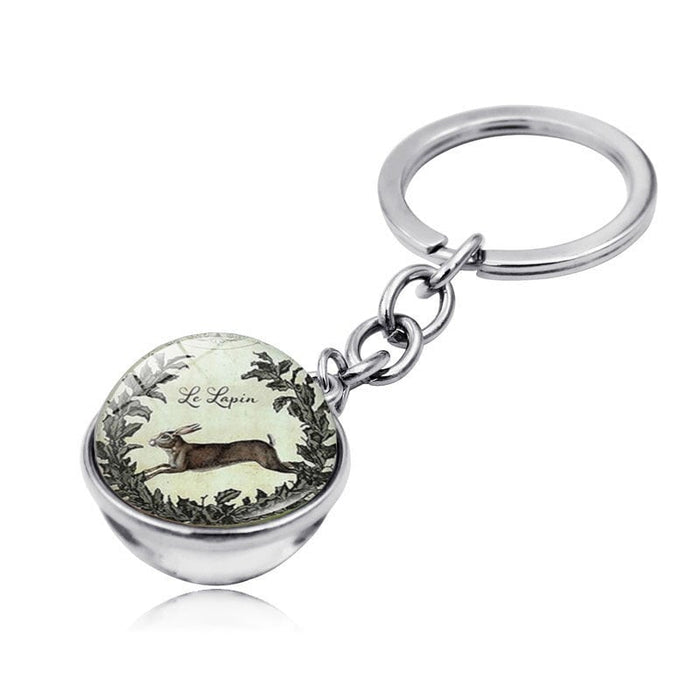 Wholesale Easter Bunny Alloy Silver Plated Glass Gemstone Keychain JDC-KC-XuS001 Keychains 溆水 XSWX2091-1 Wholesale Jewelry JoyasDeChina Joyas De China