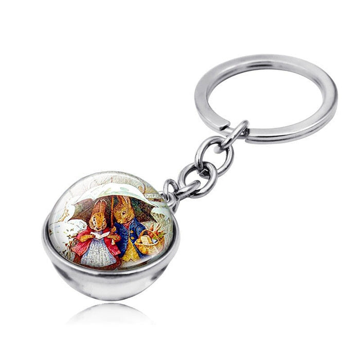 Wholesale Easter Bunny Alloy Silver Plated Glass Gemstone Keychain JDC-KC-XuS001 Keychains 溆水 XSWX2091-10 Wholesale Jewelry JoyasDeChina Joyas De China