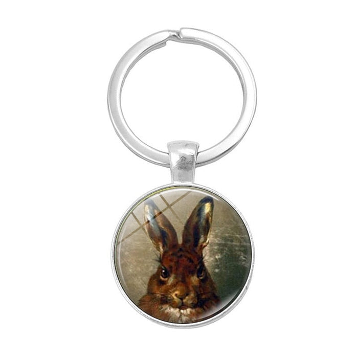 Wholesale Easter Bunny Alloy Silver Plated Glass Gemstone Keychain JDC-KC-XuS004 Keychains 溆水 Wholesale Jewelry JoyasDeChina Joyas De China