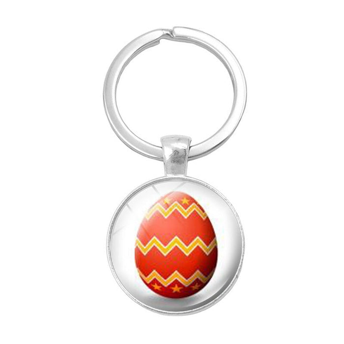 Wholesale Easter Bunny Alloy Silver Plated Glass Gemstone Keychain JDC-KC-XuS005 Keychains 溆水 Wholesale Jewelry JoyasDeChina Joyas De China