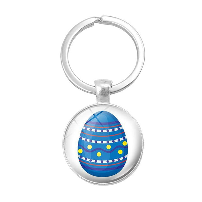 Wholesale Easter Bunny Alloy Silver Plated Glass Gemstone Keychain JDC-KC-XuS005 Keychains 溆水 Wholesale Jewelry JoyasDeChina Joyas De China