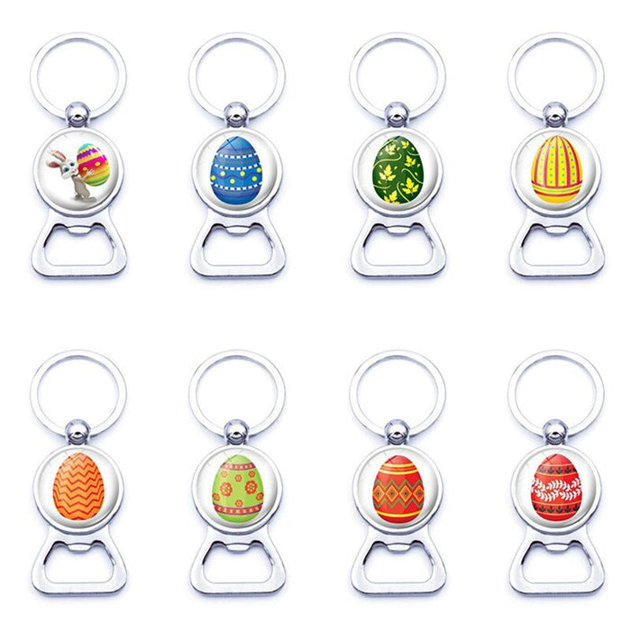 Wholesale Easter Bunny Alloy Silver Plated Glass Jewel Opener Keychain JDC-KC-XuS002 Keychains 溆水 Wholesale Jewelry JoyasDeChina Joyas De China