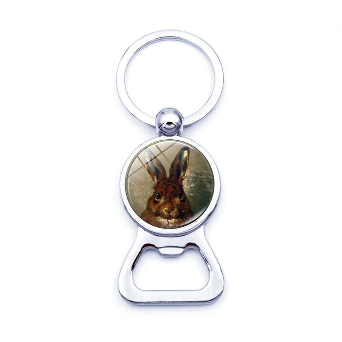 Wholesale Easter Bunny Alloy Silver Plated Glass Jewel Opener Keychain JDC-KC-XuS003 Keychains 溆水 XSWX1217-10 Wholesale Jewelry JoyasDeChina Joyas De China