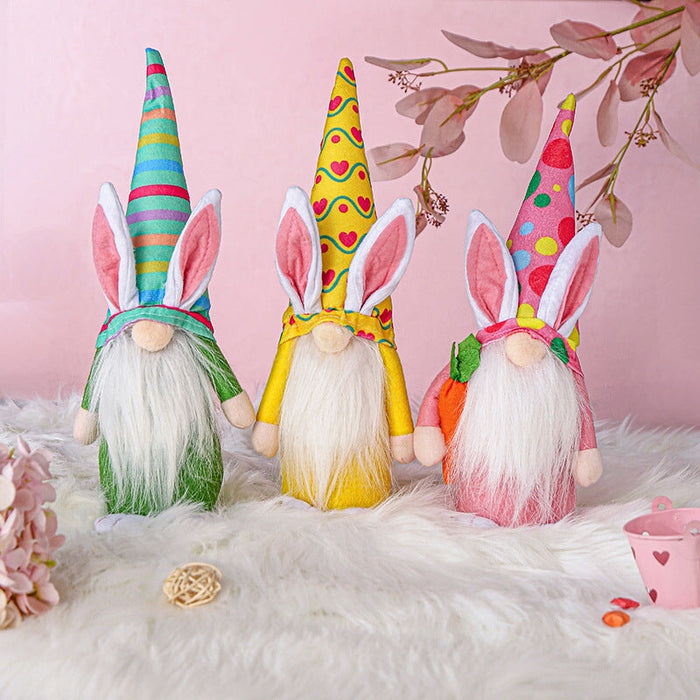 Wholesale Easter Bunny Doll Colored Long Hat Gnome Doll Fabric Ornament JDC-OS-GangL008 Ornaments 港恋 Wholesale Jewelry JoyasDeChina Joyas De China