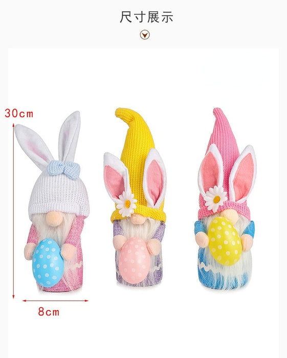 Wholesale Easter Bunny Holding Egg Doll Faceless Old Man Dwarf Doll Fabric Ornament JDC-OS-GangL004 Ornaments 港恋 Wholesale Jewelry JoyasDeChina Joyas De China