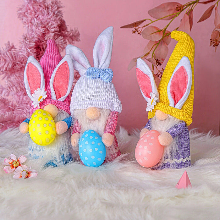 Wholesale Easter Bunny Holding Egg Doll Faceless Old Man Dwarf Doll Fabric Ornament JDC-OS-GangL004 Ornaments 港恋 Wholesale Jewelry JoyasDeChina Joyas De China