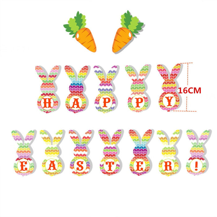 Wholesale Easter Party Cartoon Rabbit Pulling Flag White Card Decoration Banner JDC-DC-YuC001 虞朝 Wholesale Jewelry JoyasDeChina Joyas De China