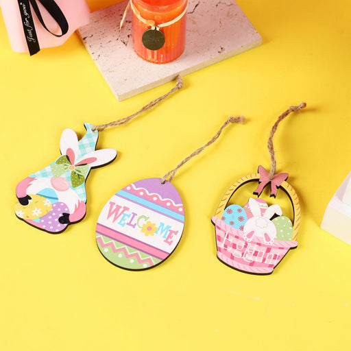 Wholesale Easter Wood Egg Pendant Egg Basket Listing Easter Rabbit Small Pendant MOQ≥2 JDC-PT-ChuangY001 创艺 Wholesale Jewelry JoyasDeChina Joyas De China