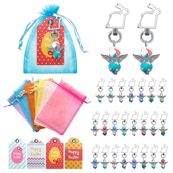 Wholesale Easter Zinc Alloy Organza Coated Paper Decorations Keychain Bag Egg Card DIY JDC-KC-MZhou001 明洲 Pack of 24 Wholesale Jewelry JoyasDeChina Joyas De China