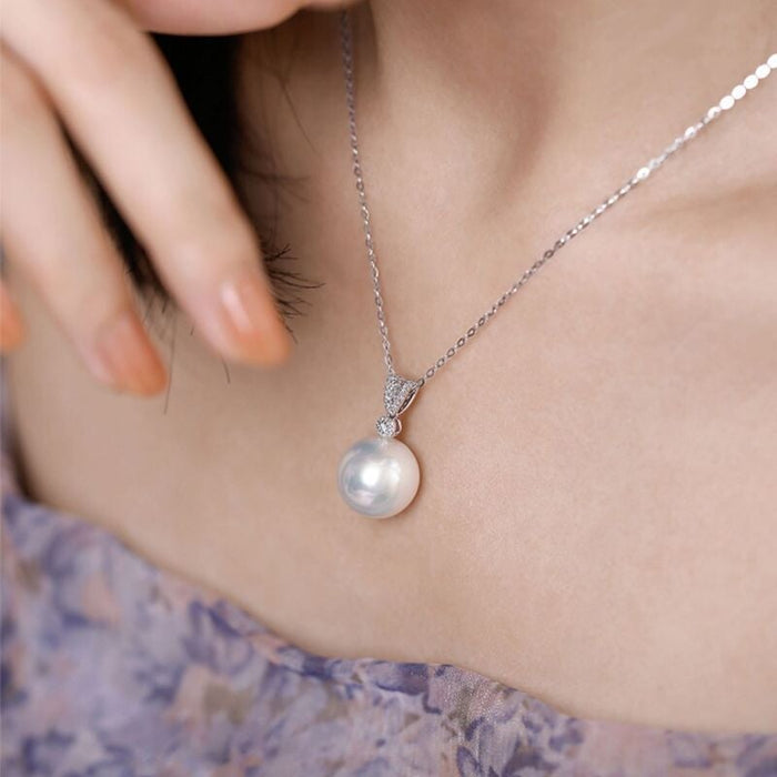 Wholesale Elegant T Square Zircon Pearl Necklace Necklace Women's Simple Pearl Pendant Clavicle Chain Necklaces JoyasDeChina Wholesale Jewelry JoyasDeChina Joyas De China