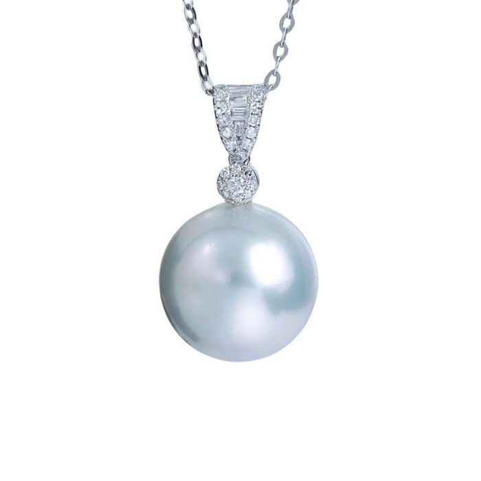 Wholesale Elegant T Square Zircon Pearl Necklace Necklace Women's Simple Pearl Pendant Clavicle Chain Necklaces JoyasDeChina Square Diamond Pearl Necklace 10mm Wholesale Jewelry JoyasDeChina Joyas De China