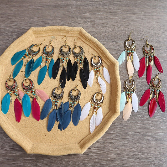 Wholesale Feather Tassel Alloy Earrings JDC-ES-Daiq011 Earrings 黛茜 Wholesale Jewelry JoyasDeChina Joyas De China