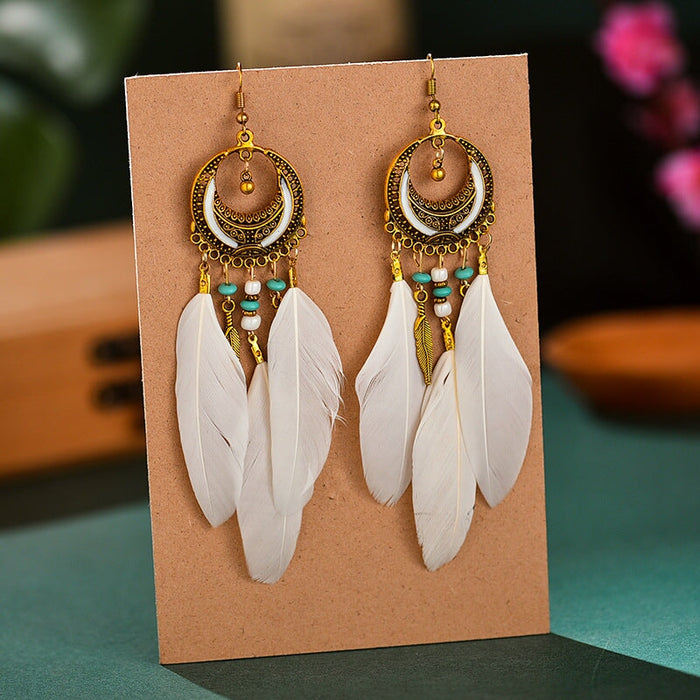 Wholesale Feather Tassel Alloy Earrings JDC-ES-Daiq011 Earrings 黛茜 Wholesale Jewelry JoyasDeChina Joyas De China