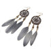 Wholesale Feather Tassel Plated Metal Dream Catcher Earrings JDC-ES-Daiq002 Earrings 黛茜 Wholesale Jewelry JoyasDeChina Joyas De China