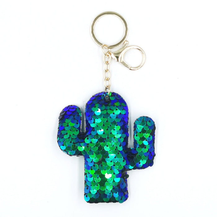 Wholesale Fish Scale Sequins PET Alloy Keychain JDC-KC-DY010 Keychains 围颂 green golden chain Wholesale Jewelry JoyasDeChina Joyas De China