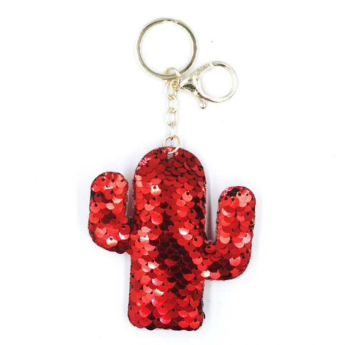 Wholesale Fish Scale Sequins PET Alloy Keychain JDC-KC-DY010 Keychains 围颂 red golden chain Wholesale Jewelry JoyasDeChina Joyas De China