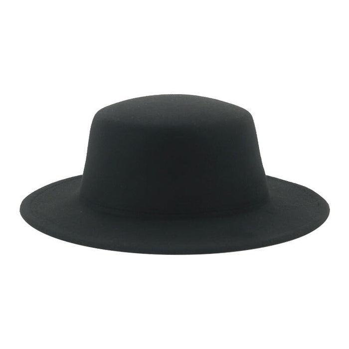 Wholesale flat hat woolen wide brim hat JDC-FH-Guanchuan006 Fashionhat 冠川 black M(56-58cm) Wholesale Jewelry JoyasDeChina Joyas De China