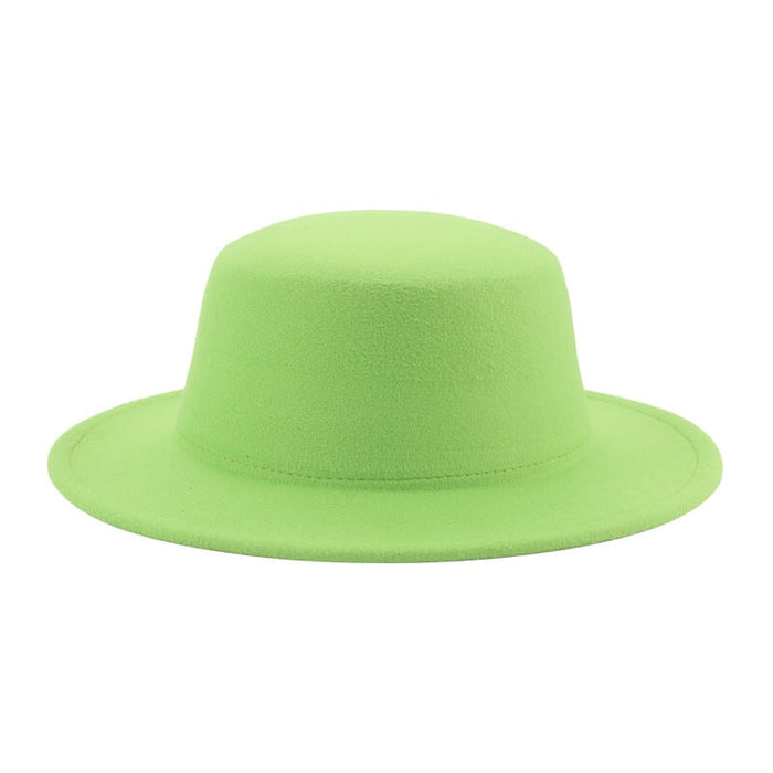 Wholesale flat hat woolen wide brim hat JDC-FH-Guanchuan006 Fashionhat 冠川 Green M(56-58cm) Wholesale Jewelry JoyasDeChina Joyas De China