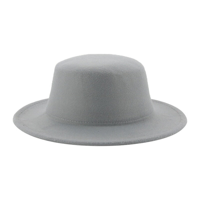 Wholesale flat hat woolen wide brim hat JDC-FH-Guanchuan006 Fashionhat 冠川 grey M(56-58cm) Wholesale Jewelry JoyasDeChina Joyas De China