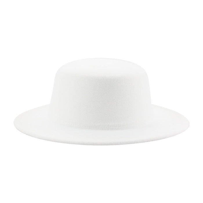 Wholesale flat hat woolen wide brim hat JDC-FH-Guanchuan006 Fashionhat 冠川 White M(56-58cm) Wholesale Jewelry JoyasDeChina Joyas De China