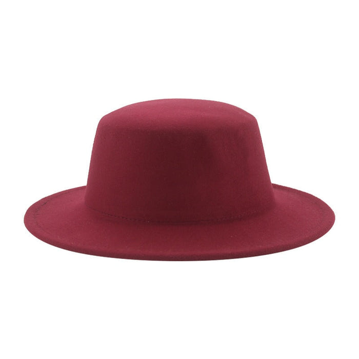 Wholesale flat hat woolen wide brim hat JDC-FH-Guanchuan006 Fashionhat 冠川 Wine red M(56-58cm) Wholesale Jewelry JoyasDeChina Joyas De China