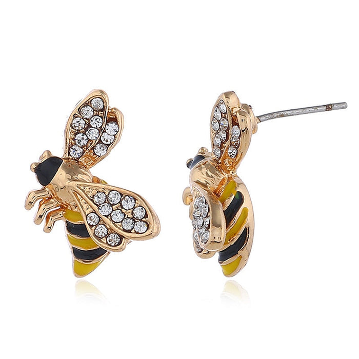 Wholesale Flower Bee Zinc Alloy Plating KC Gold Earrings JDC-ES-Duoh004 Earrings 朵涵 Wholesale Jewelry JoyasDeChina Joyas De China