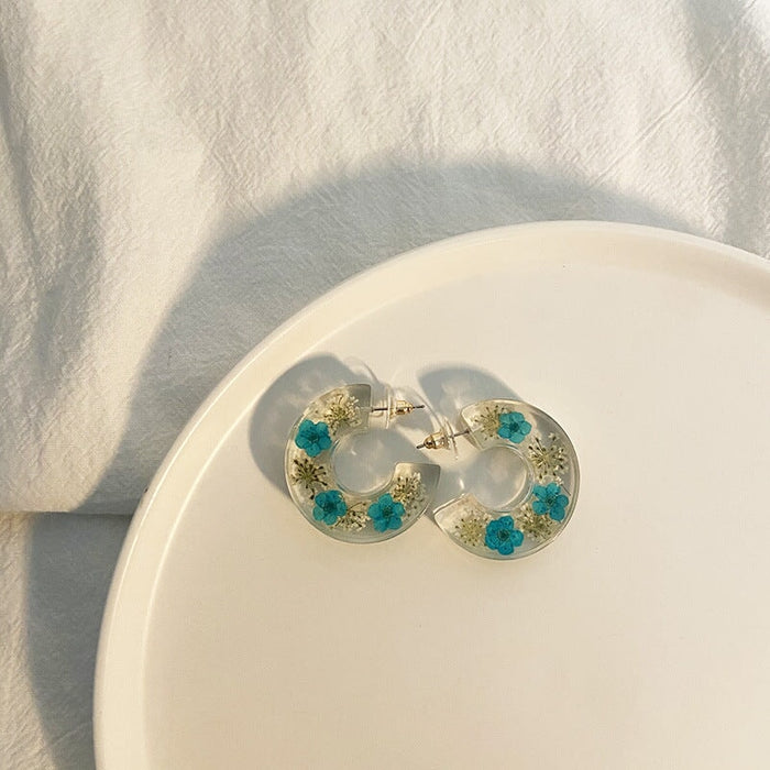 Wholesale flower resin earrings JDC-ES-LIUM043 Earrings 榴芒 2#blue Wholesale Jewelry JoyasDeChina Joyas De China