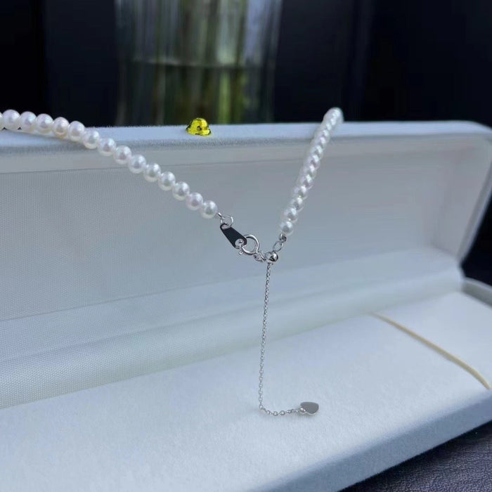 Wholesale Freshwater Close to Round 3-6 Millet Chain Temperament Beads Clavicle Necklace Necklaces JoyasDeChina 3-4mm nearly perfectly round, basically flawless finished product (including s925 silver extension buckle) Wholesale Jewelry JoyasDeChina Joyas De China