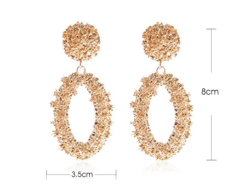 Wholesale Frosted Embossed Alloy Oval Earrings JDC-ES-D767 Earrings 晴雯 Wholesale Jewelry JoyasDeChina Joyas De China