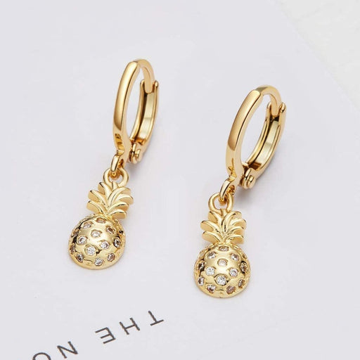 Wholesale Fruit Pineapple Plated Metal Earrings JDC-ES-Huix003 Earrings 卉馨 Wholesale Jewelry JoyasDeChina Joyas De China