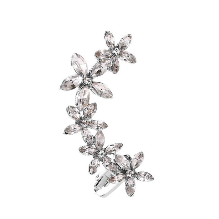 Wholesale full Rhinestone butterfly flower single crystal ear clip JDC-ES-D777 Earrings 晴雯 02 white K 12054 Wholesale Jewelry JoyasDeChina Joyas De China