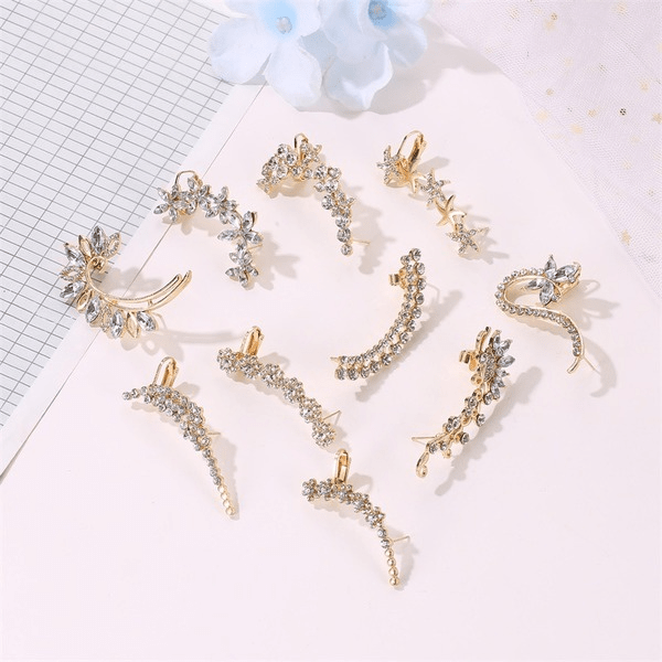 Wholesale full Rhinestone butterfly flower single crystal ear clip JDC-ES-D777 Earrings 晴雯 Wholesale Jewelry JoyasDeChina Joyas De China