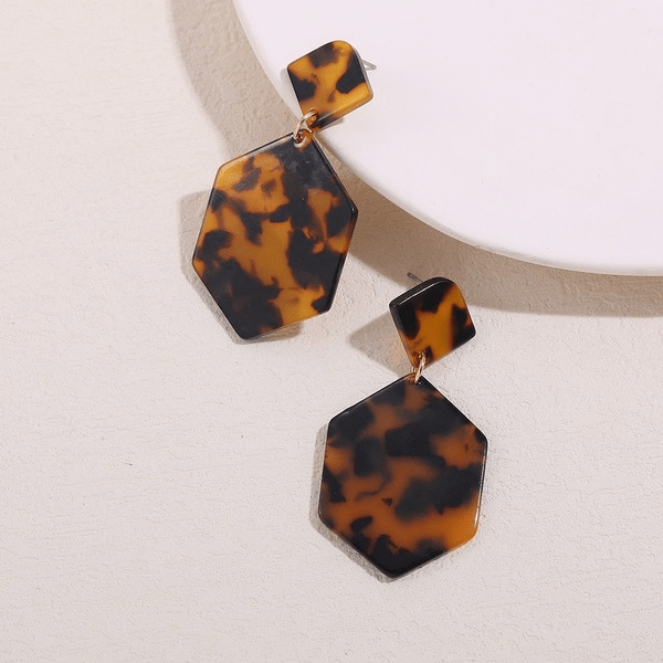 Wholesale Geometric Circle Acetate Sheet Acrylic Resin Leopard Print Earrings JDC-ES-Ruol006 Earrings 若龙 Wholesale Jewelry JoyasDeChina Joyas De China